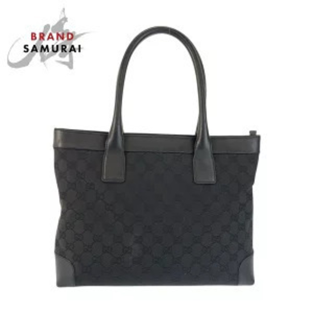 Gucci black GG canvas leather tote bag Handbag